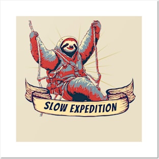 Slow Expedition Funny Sloth Climber Posters and Art